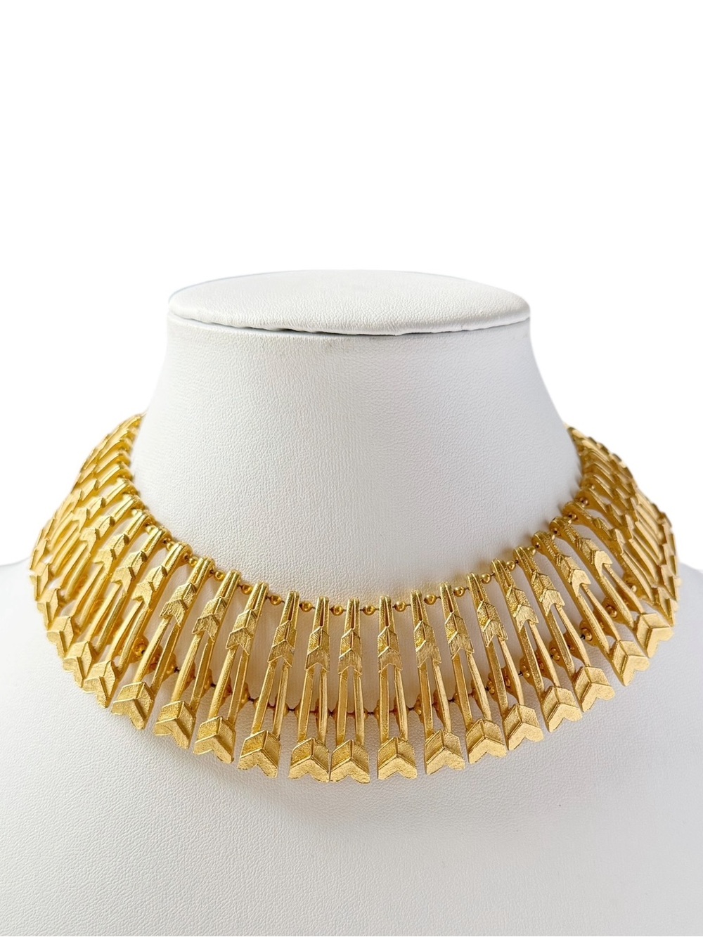 Vintage Egyptian Revival Cleopatra Goldtone Wide Collar Choker Necklace